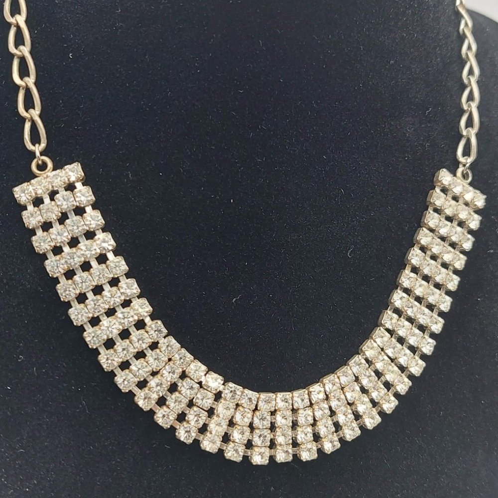 Silver Rhinestone Bling Necklace - Picture 2 of 4
